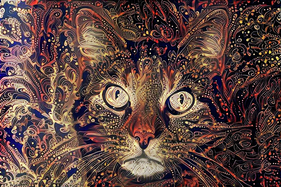 Cat Digital Art - Mystic in Paisley by Peggy Collins