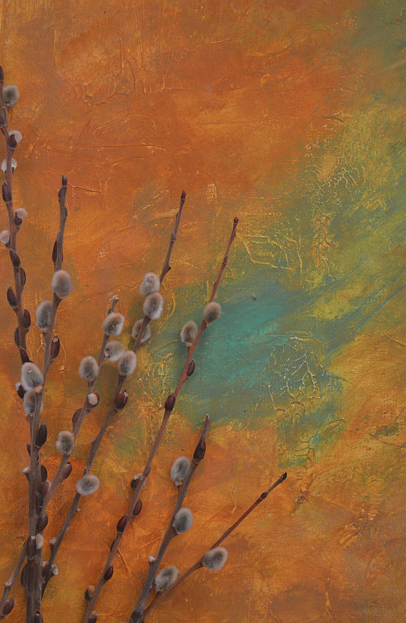Mixed Media Painting - Pussywillows Abstract by Carol Grace Anderson