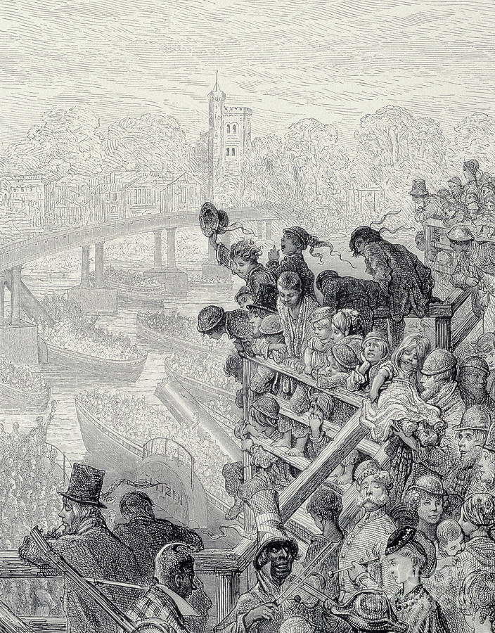 Putney Bridge  The Return, from London, a Pilgrimage Drawing by Gustave Dore
