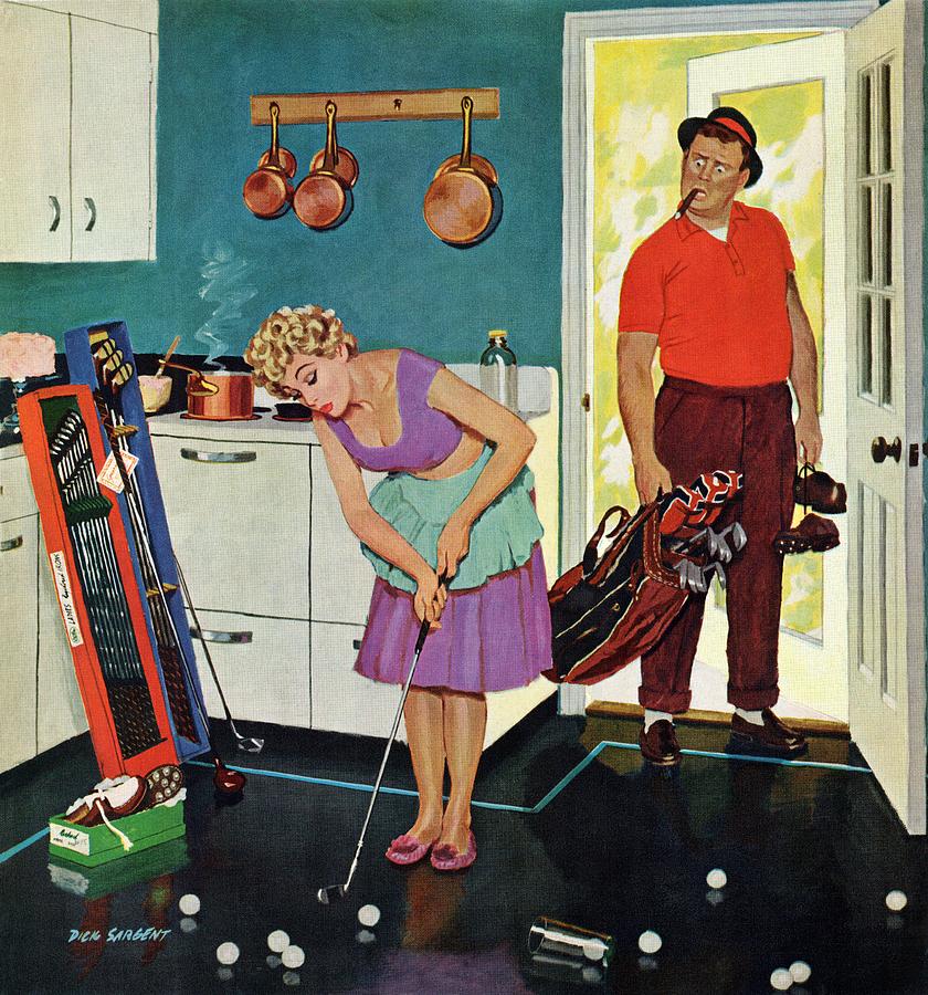 Putting Around In The Kitchen Drawing by Richard Sargent