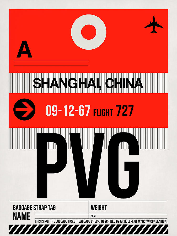 PVG Shanghai Luggage Tag I Digital Art by Naxart Studio