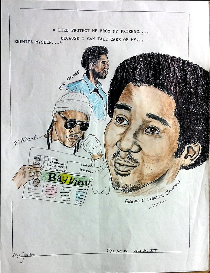 George Jackson with Pyeface aka The George Jackson of Rap Drawing by Joedee