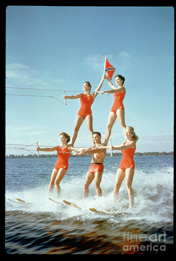 Pyramid Of Water Skiers Photograph by Bettmann