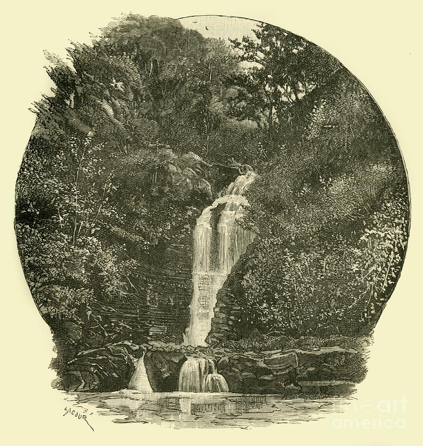Pyrddin Falls Drawing by Print Collector
