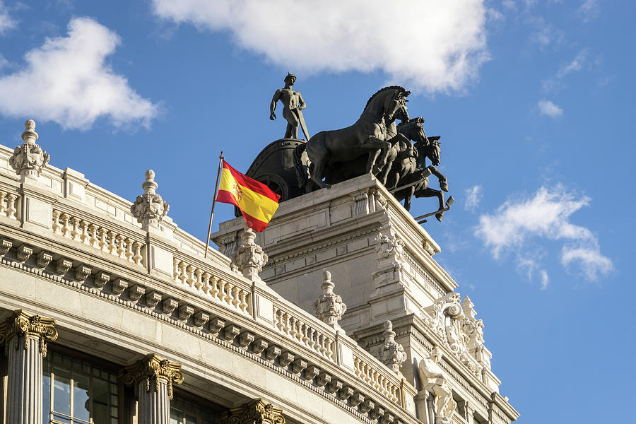 Quadriga Cuadriga - Rooftop Sculpture in Madrid Spain Photograph by Georgia Mizuleva