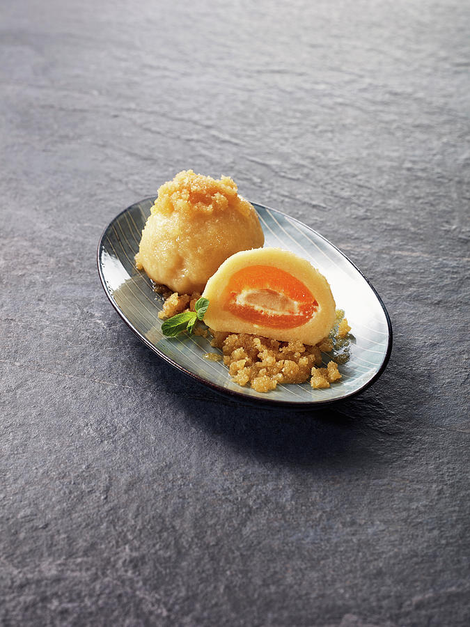 Quark Dumplings With An Apricot And Marzipan Filling Photograph by Tre Torri
