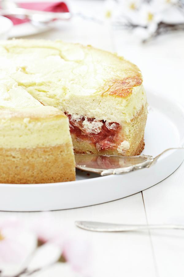 Quark Layer Cake With Rhubarb Filling Photograph by Kirchherr, Jo Pixels