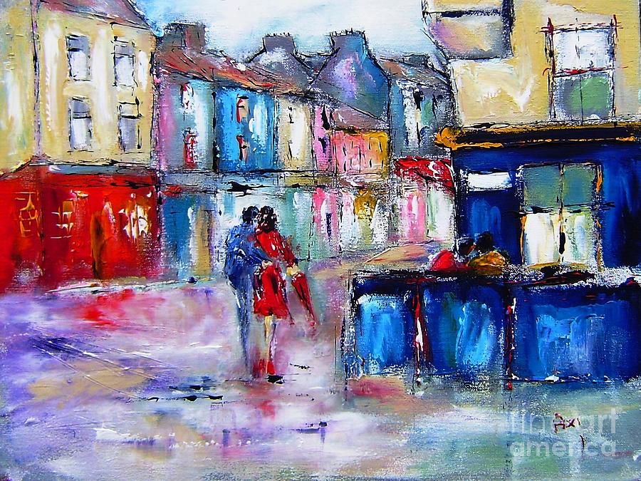 Painting of quay street galway 2012 Painting by Mary Cahalan Lee - aka PIXI