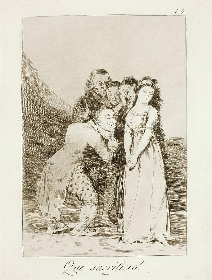 Que sacrificio . 1797 - 1799. Etching, Drypoint, Burnished aqua... Painting by Francisco de Goya -1746-1828-