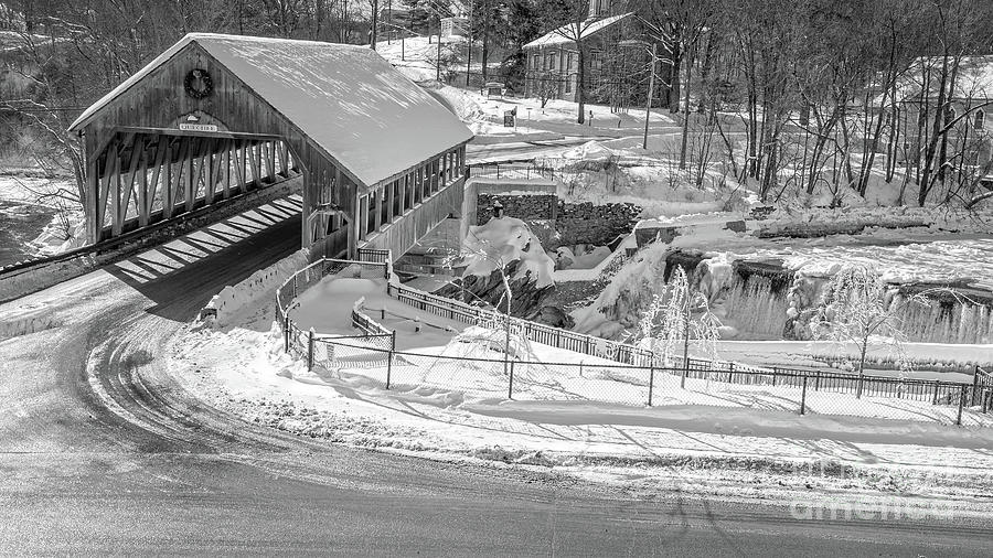 Quechee Covered Bridge in Winter Photograph by Edward Fielding