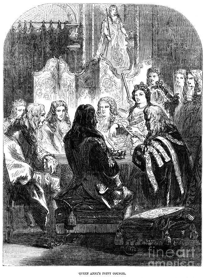 Queen Annes 1665-1714 Privy Council Drawing by Print Collector