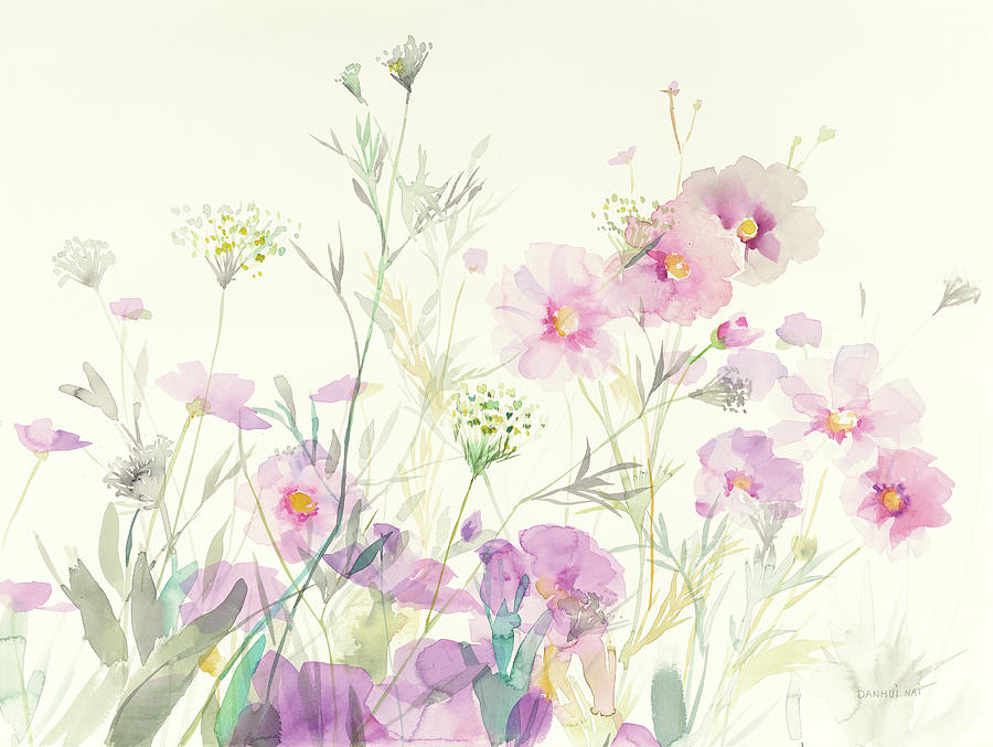 Flower Painting - Queen Annes Lace And Cosmos by Danhui Nai