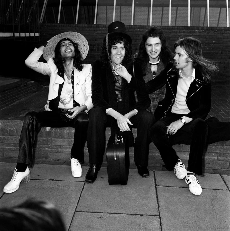 Brian May Photograph - Queen Awesome Candid Group Portrait by Globe Photos
