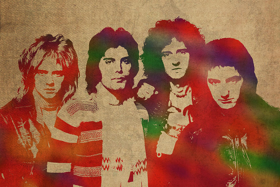 Queen Mixed Media - Queen Band Watercolor Portrait by Design Turnpike