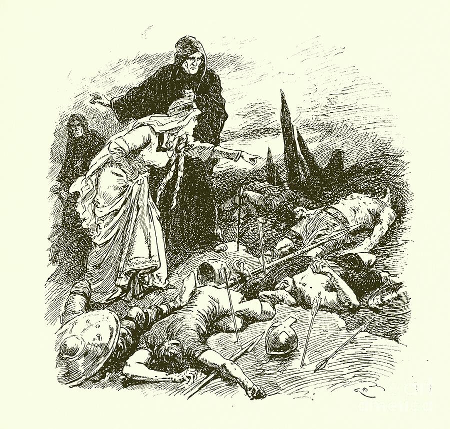 Queen Edith Finding The Body Of Harold After The Battle Of Hastings Engraving Painting by Gordon Frederick Browne