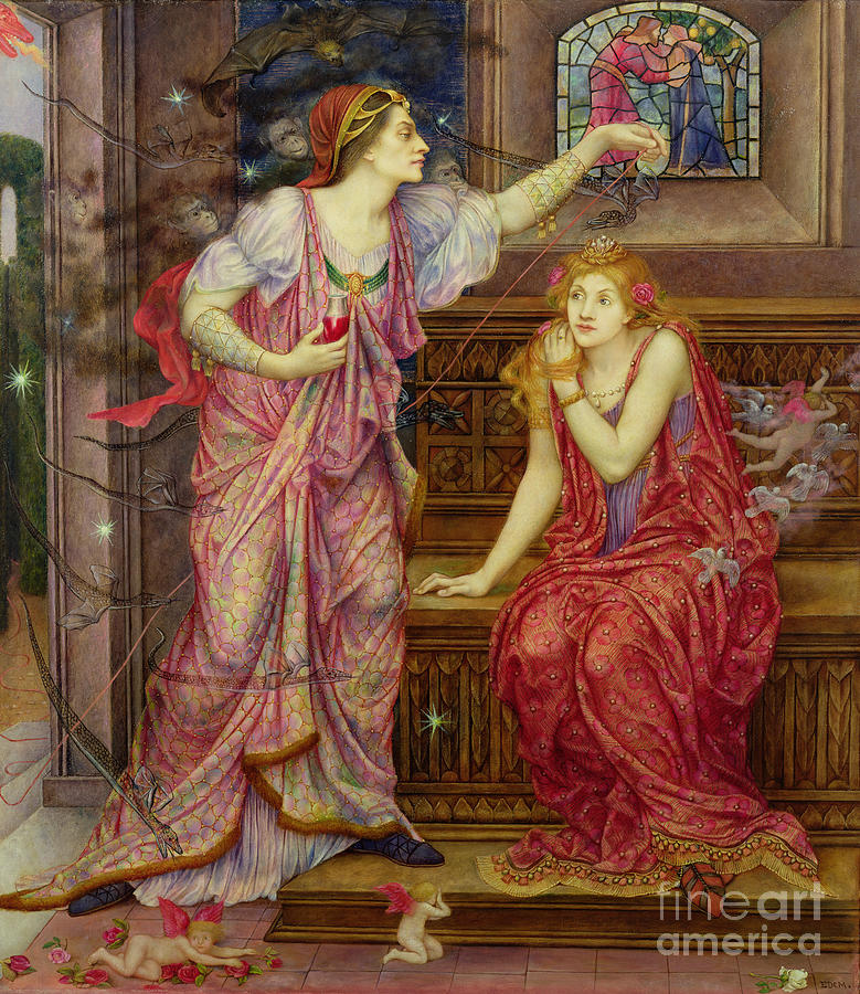 Rose Painting - Queen Eleanor And Fair Rosamund, C.1901-1902 by Evelyn De Morgan
