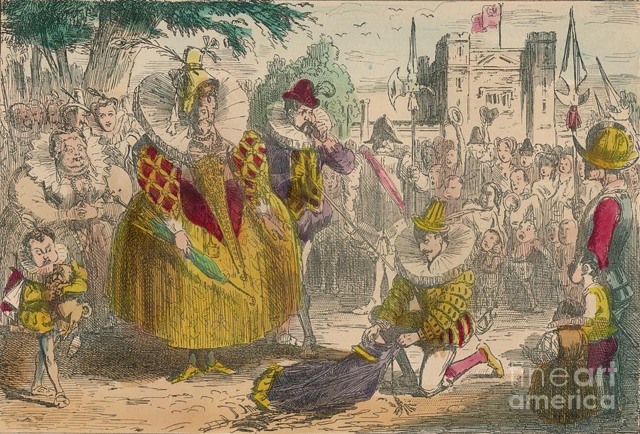Queen Elizabeth And Sir Walter Raleigh Drawing by Print Collector