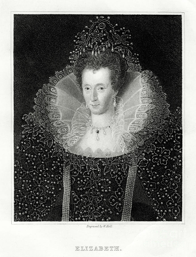 Queen Elizabeth I, 1860. Artist W Holl Drawing by Print Collector