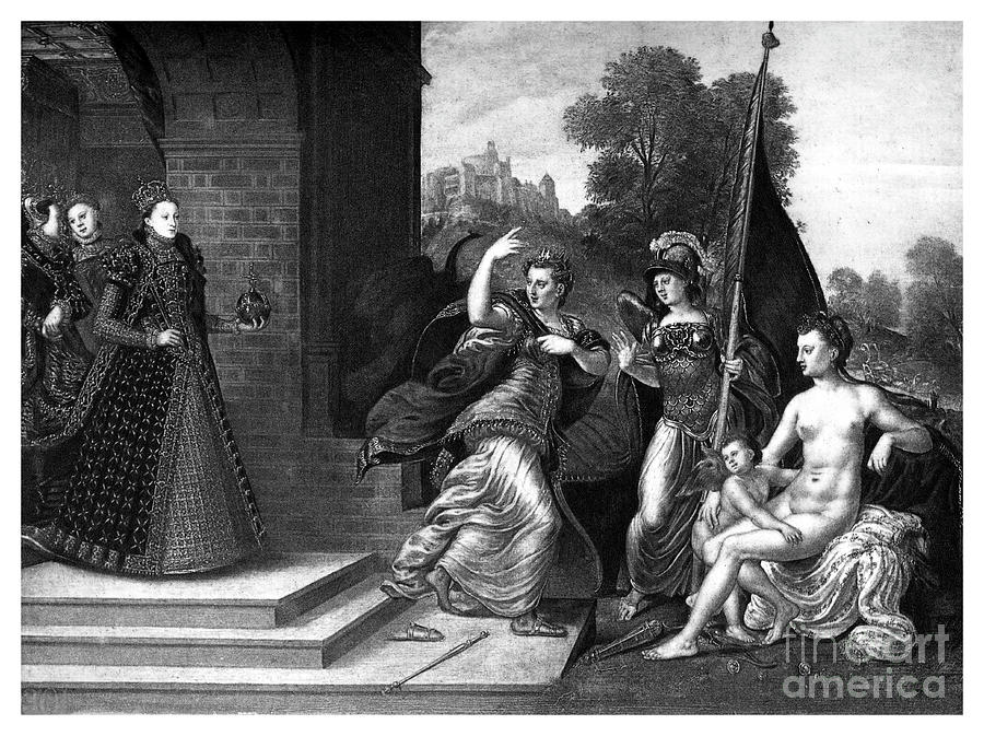 Queen Elizabeth I, Juno, Venus Drawing by Print Collector