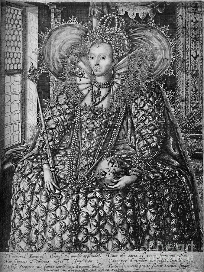 Queen Elizabeth Standing In A Room Drawing by Print Collector