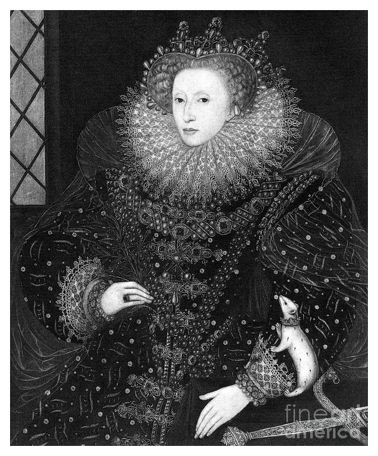 Queen Elizabeth, The Ermine Portrait Drawing by Print Collector