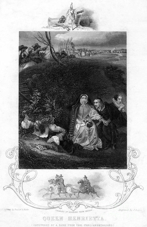 Queen Henrietta, Sheltering By A Bank Drawing by Print Collector