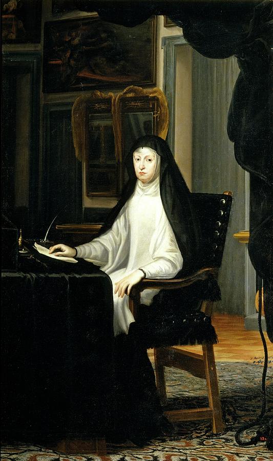 Queen Mariana of Austria, ca. 1670, Spanish School, Oil on canvas, 2... Painting by Juan Carreno de Miranda -1614-1685-