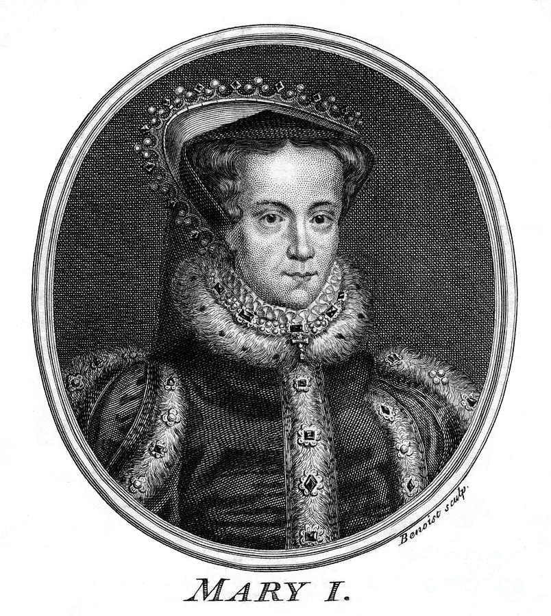 Queen Mary I Of England.artist Benoist Drawing by Print Collector
