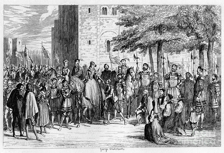 Queen Mary Receiving The Prisoners Drawing by Print Collector | Fine ...