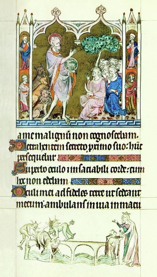 Queen Marys Psalter John the Baptist Painting by Anonymous