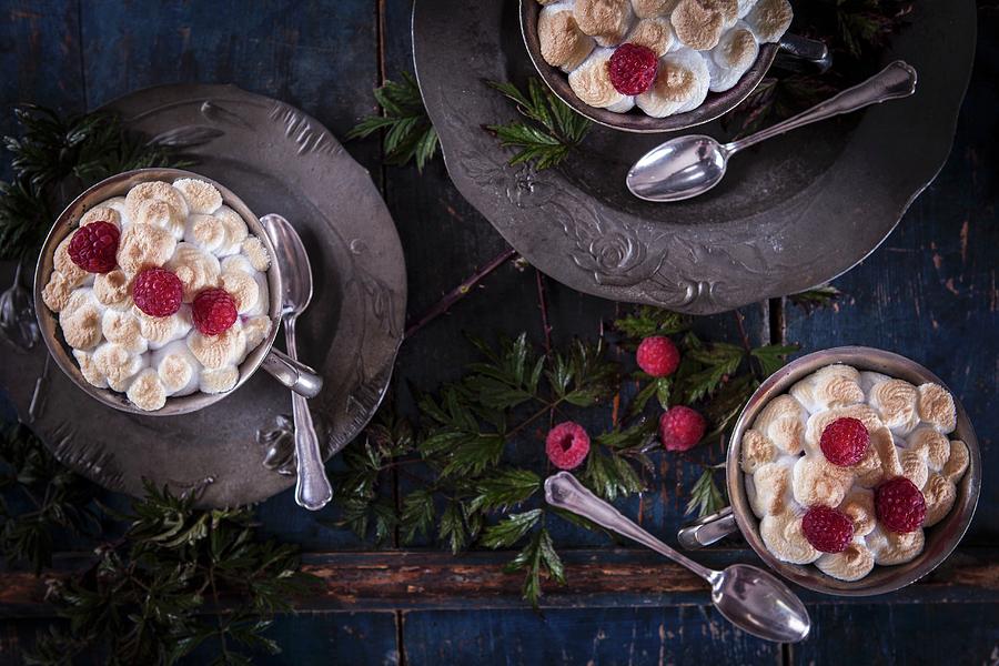 Queen Of Puddings bread Pudding With Coconut Flour Sugar And Raspberries, England Photograph by Elisabeth Von Plnitz-eisfeld