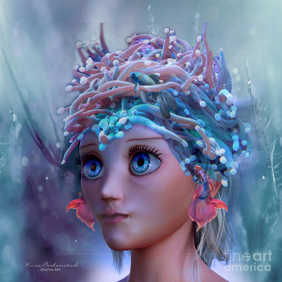 Queen of the Coral reef Mixed Media by Kira Bodensted