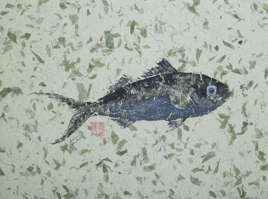 Queen Snapper - Black and Blue Painting by Adrienne Dye