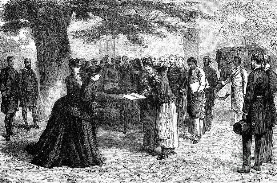 Queen Victoria Receiving The Abyssinian Drawing by Print Collector