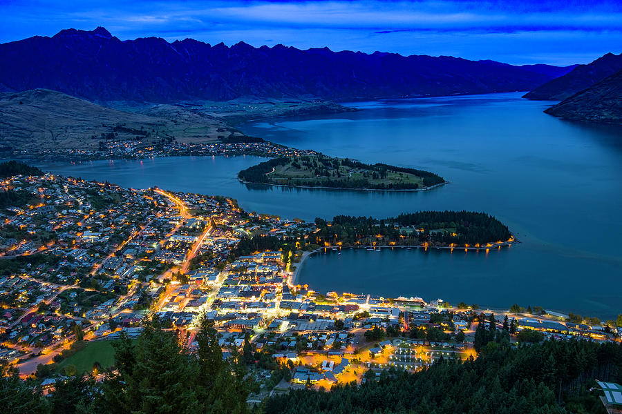 Queenstown at night Photograph by David L Moore