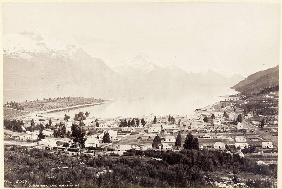 Queenstown  Lake Wakatipu  NZ  1870 1880s  Queenstown  by Burton Brothers studio Painting by Celestial Images