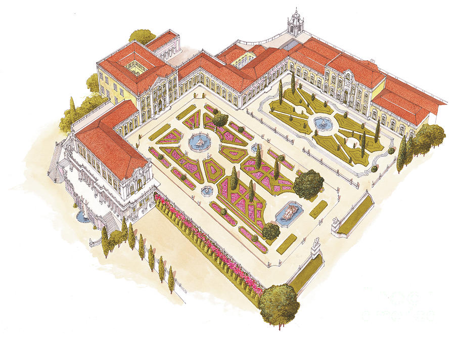 Queluz National Palace Lisboa, Portugal Painting by Fernando Aznar Cenamor