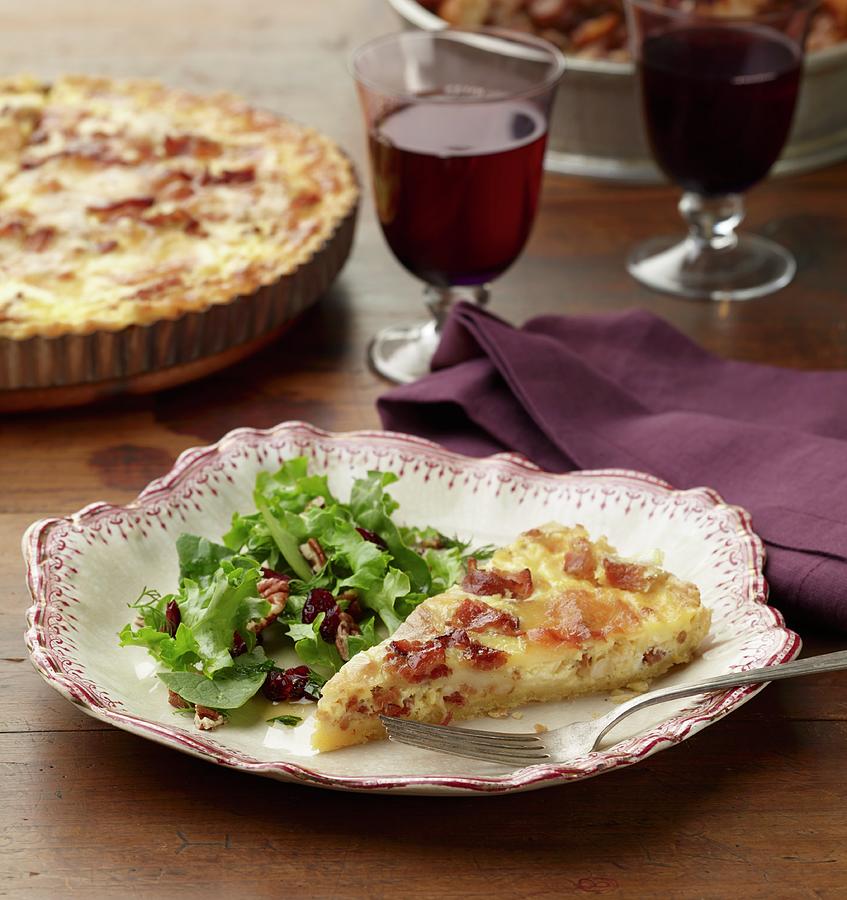 Quiche Lorraine With A Mixed Leaf Salad And Red Wine Photograph by Renée Comet Fine Art America