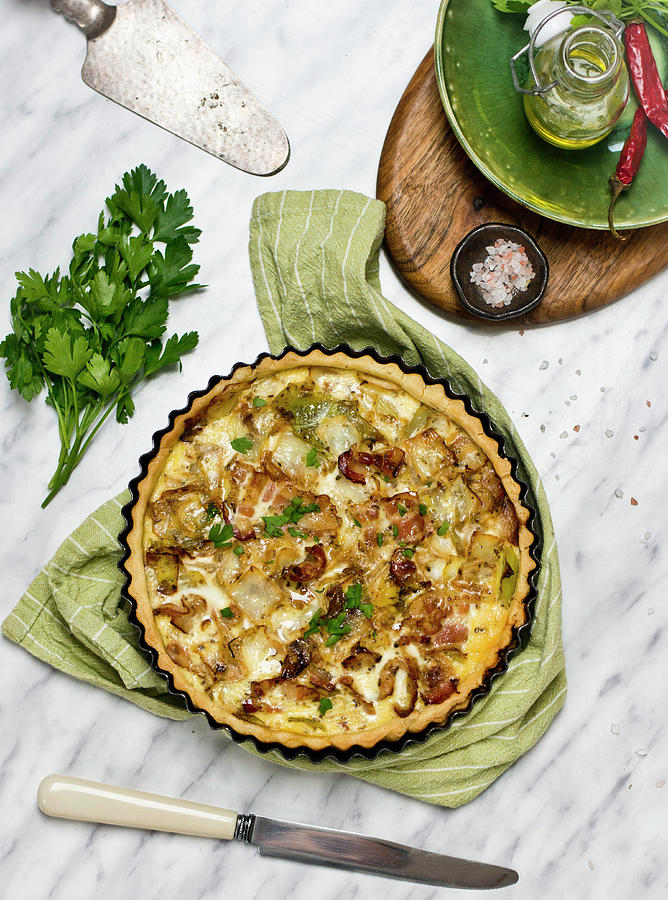 Quiche With Cabbage And Bacon Photograph by Dorota Indycka