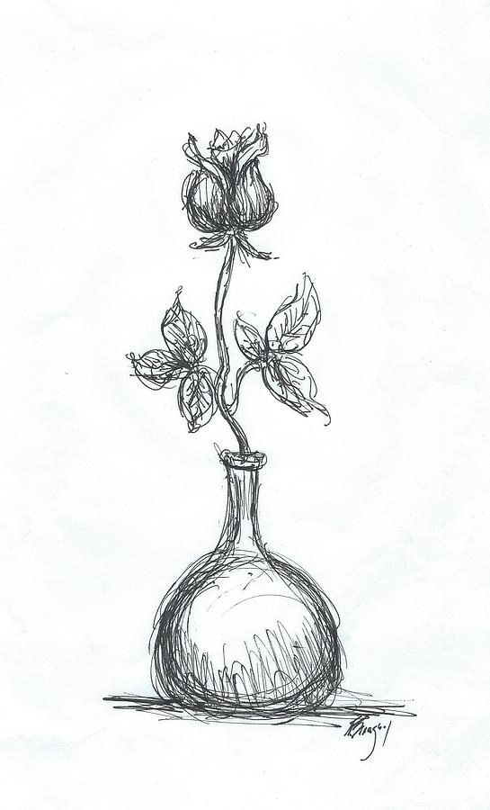 Quick Sketch of a Rose Drawing by Roger Swezey
