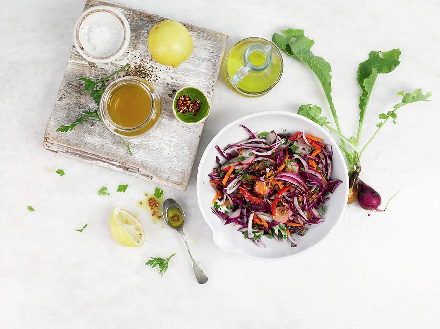 Quick Vegetable Salad With Lemon Vinaigrette Photograph by Ian Garlick
