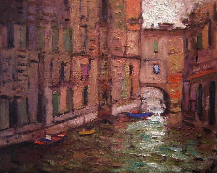 Quiet canal in Venice Italy 5 Painting by R W Goetting