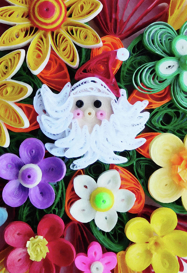 Quilling santa claus Painting by Jeelan Clark