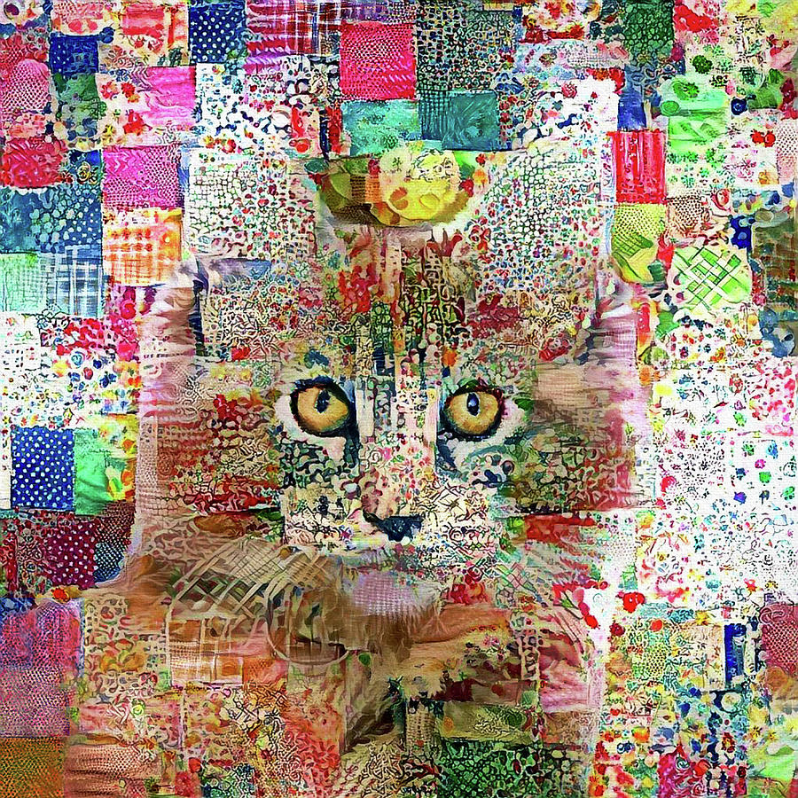 Quinn the Quilted Maine Coon Cat Digital Art by Peggy Collins - Pixels