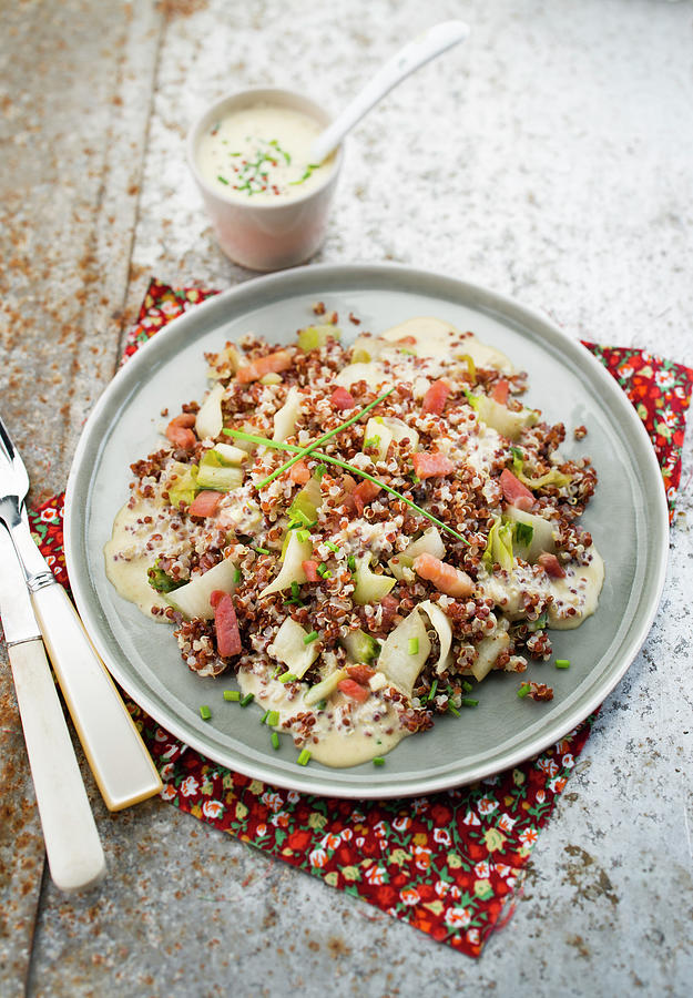 Quinoa, Diced Bacon And Chicory Salad Photograph by Hallet