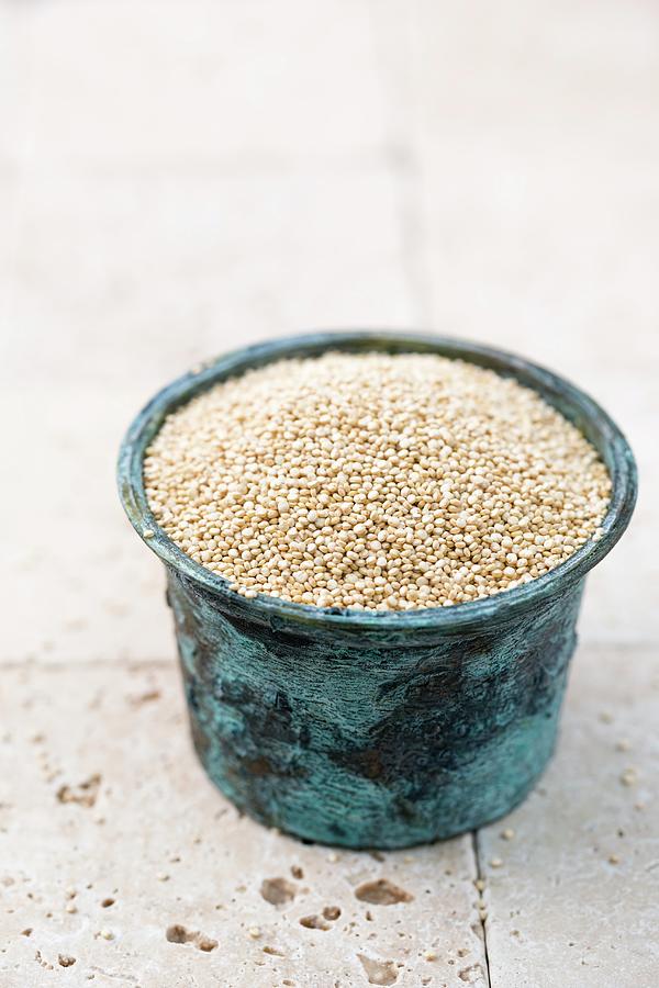 Quinoa In A Blue Ceramic Jar Photograph by Mandy Reschke