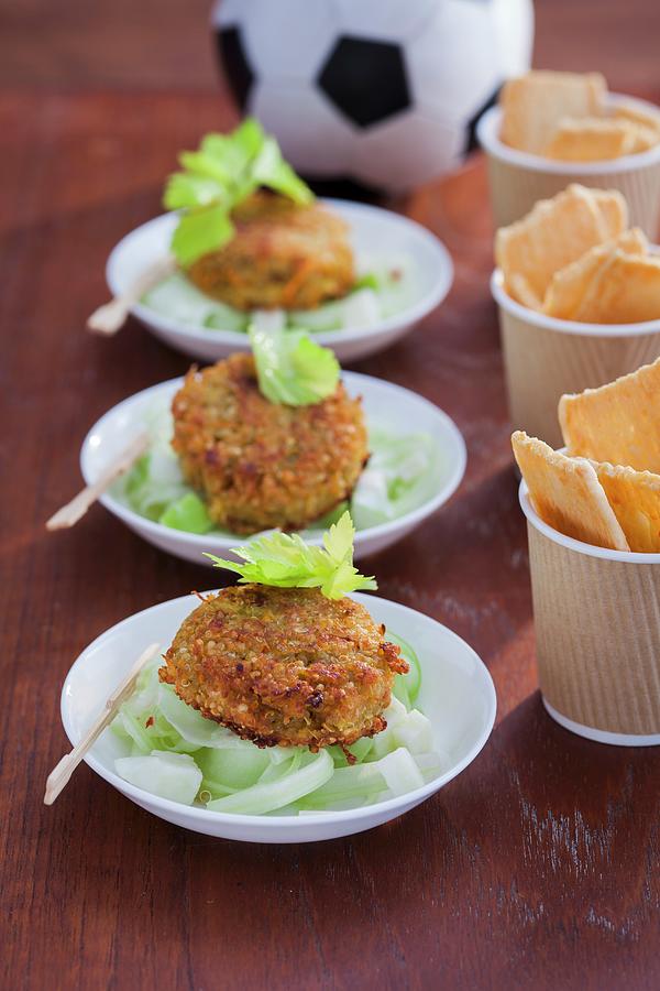 Quinoa Patties With Apple And Cucumber Salad Photograph by Eising Studio