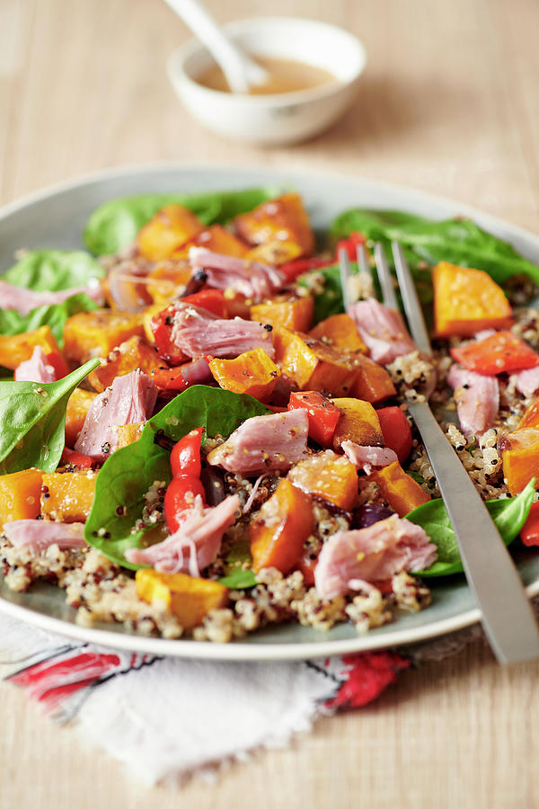 Quinoa With Roasted Vegetables And Smoked Ham Photograph by Jonathan Short