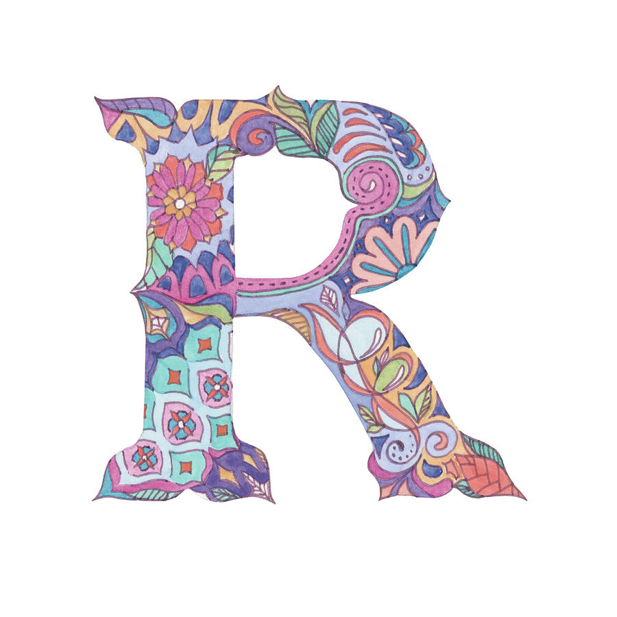R Painting - R by Green Girl Canvas