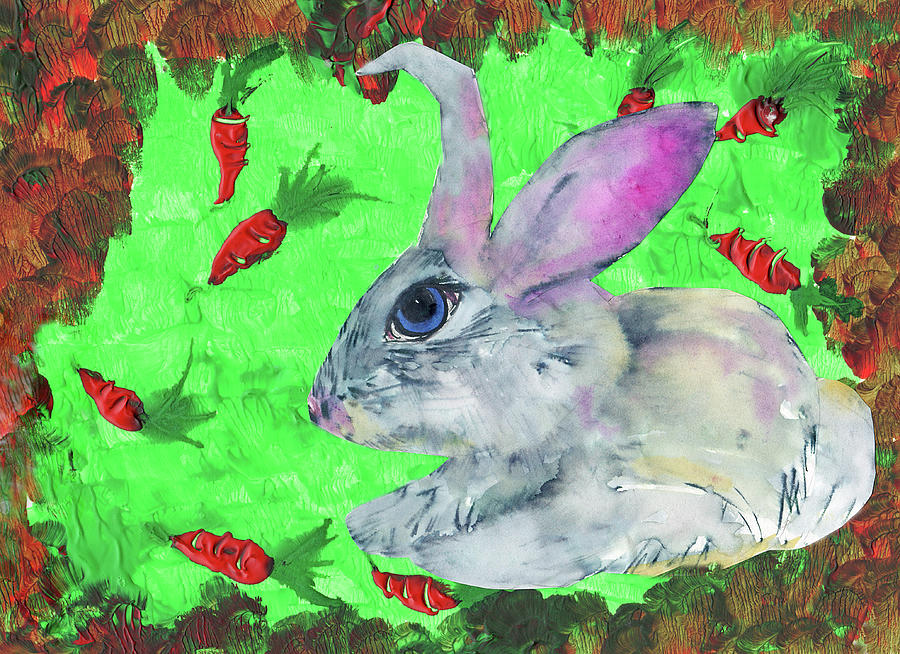 Easter Mixed Media - Rabbit And Carrots by Wolf Heart Illustrations